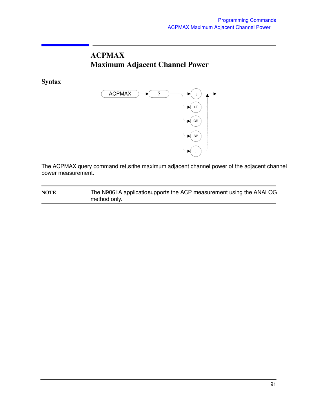 Agilent Technologies N9030a manual Acpmax, Maximum Adjacent Channel Power 