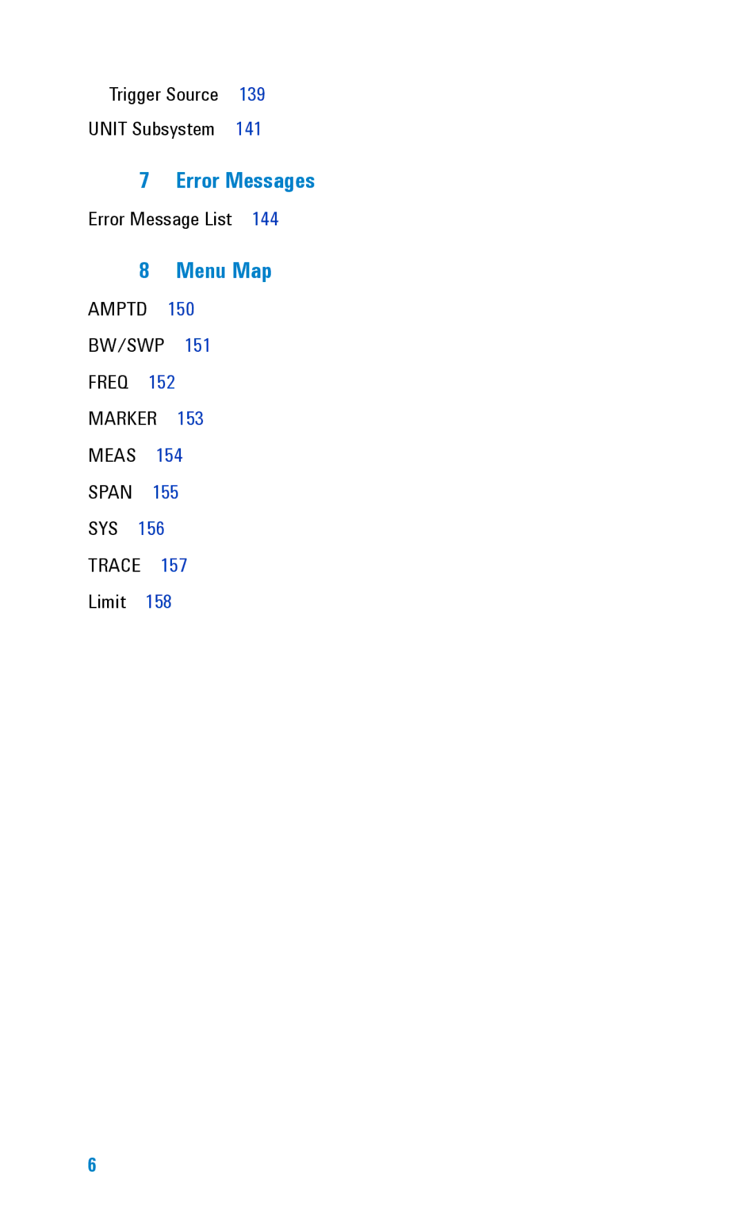 Agilent Technologies N9340A manual Menu Map, Error Message List 