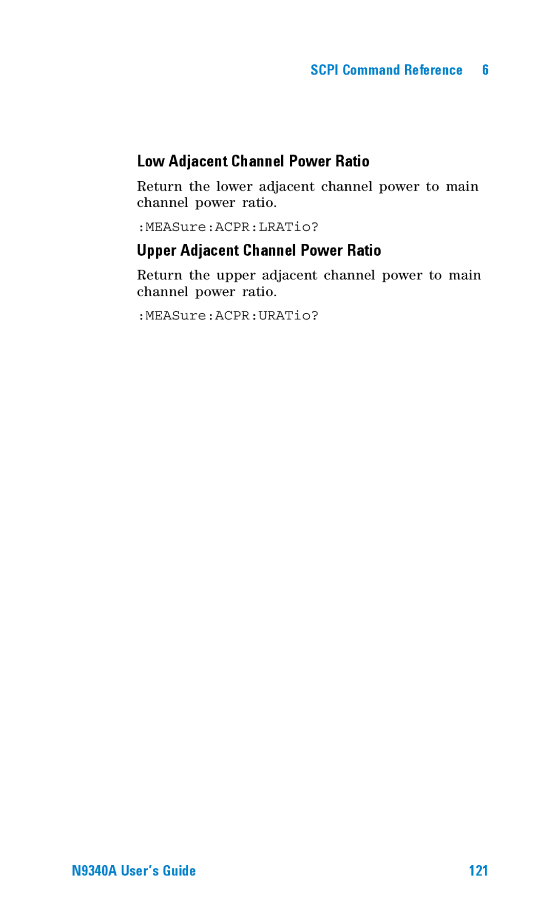 Agilent Technologies N9340A manual Low Adjacent Channel Power Ratio, Upper Adjacent Channel Power Ratio 