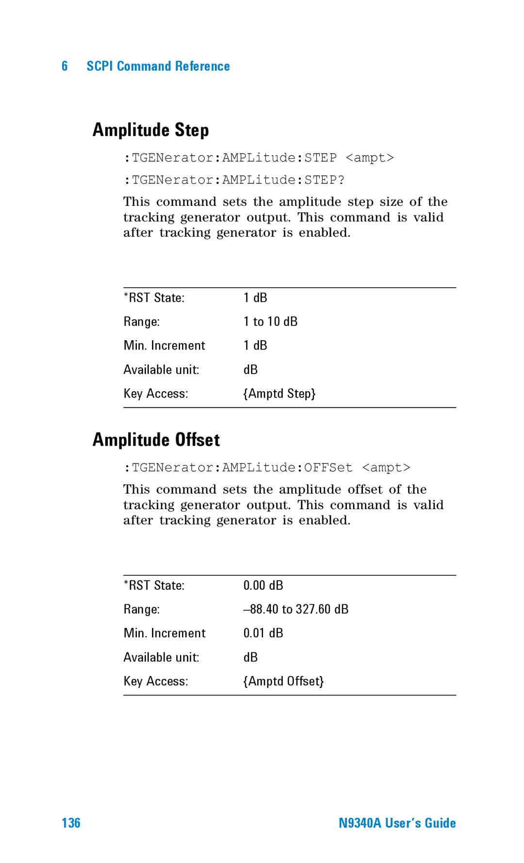 Agilent Technologies N9340A manual Amplitude Step, Amplitude Offset 