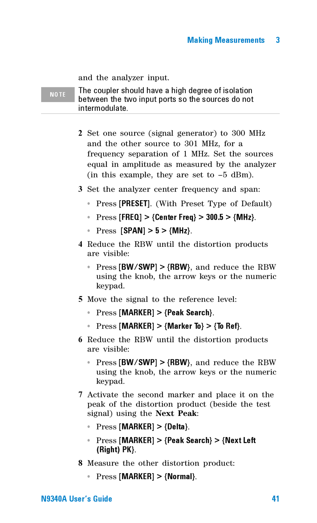 Agilent Technologies N9340A manual Coupler should have a high degree of isolation, Right PK, Press Marker Normal 