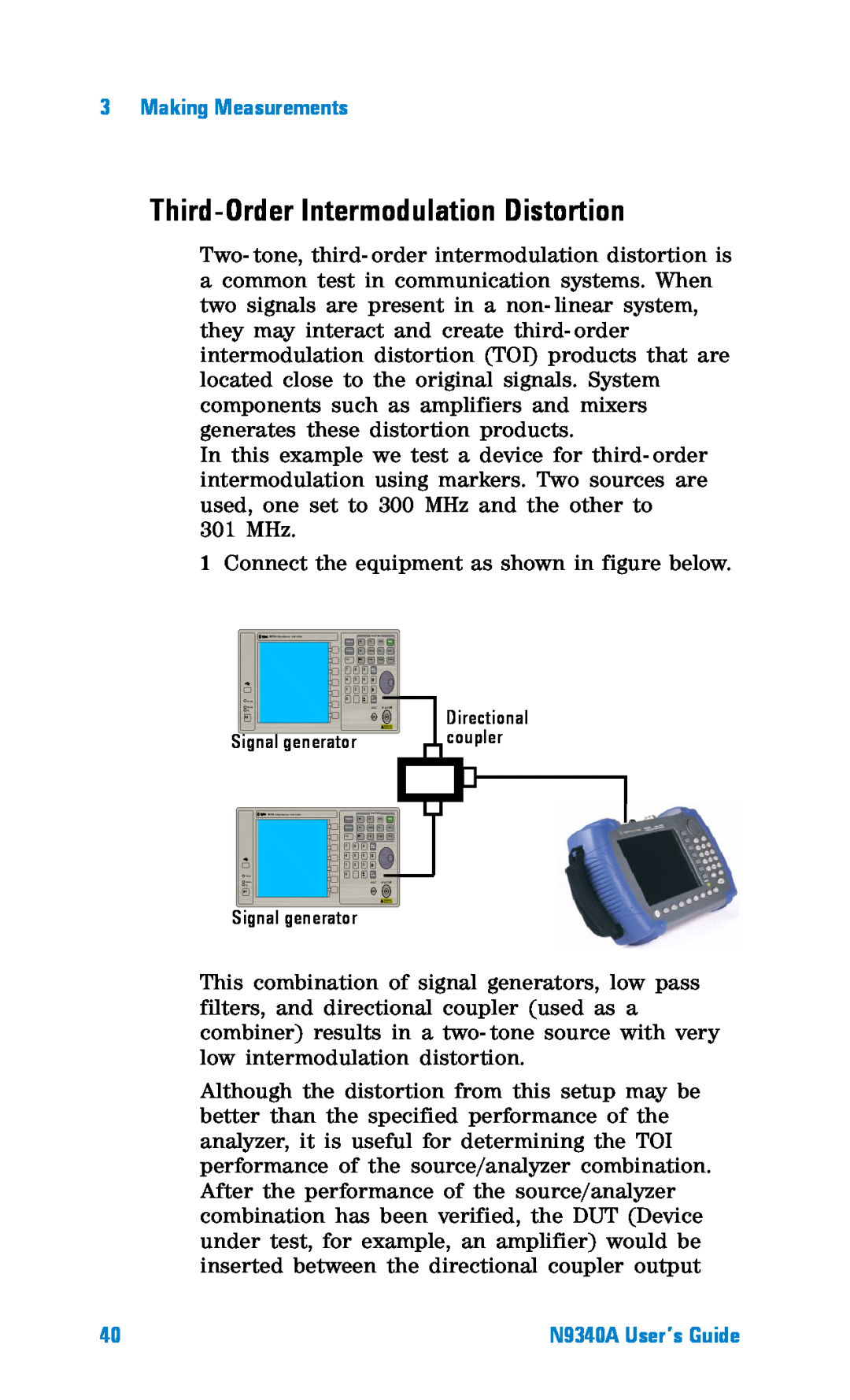 Agilent Technologies N9340A manual Third-Order Intermodulation Distortion, Making Measurements 