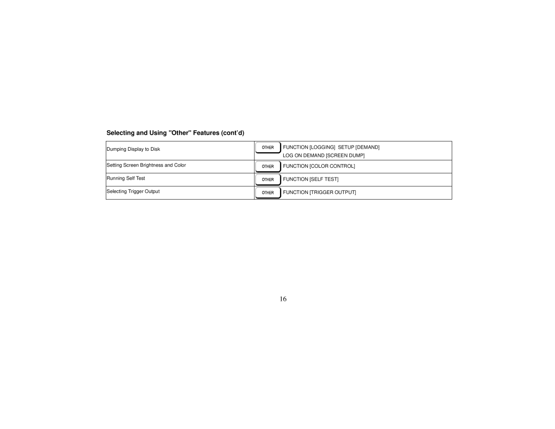 Agilent Technologies OmniBER 718 manual Selecting and Using Other Features cont’d 