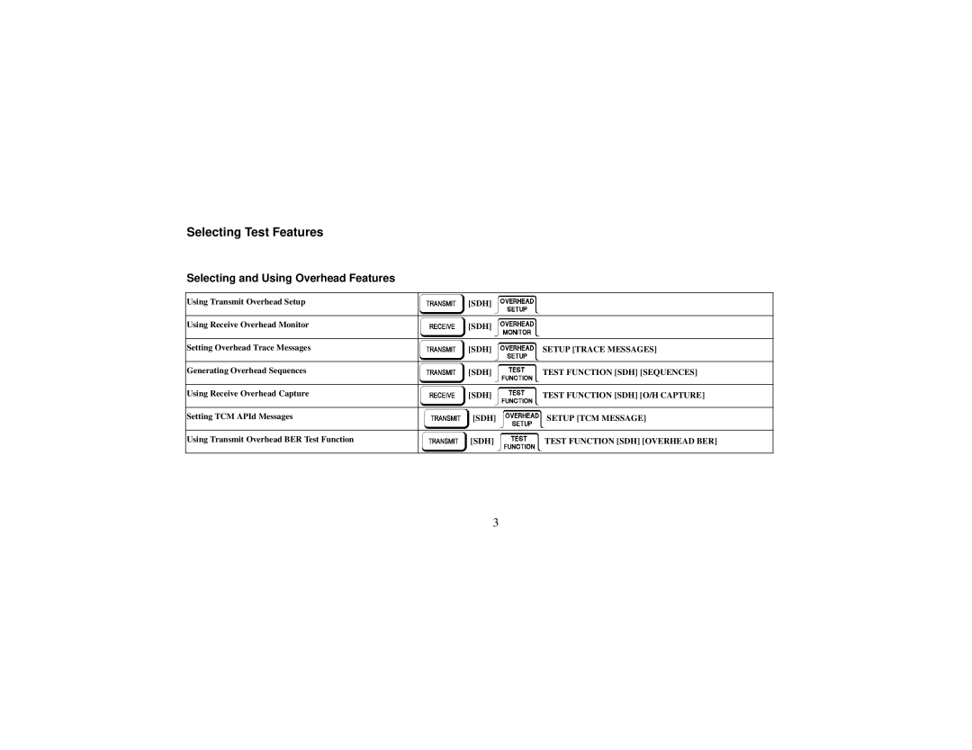 Agilent Technologies OmniBER 718 manual Selecting Test Features, Selecting and Using Overhead Features 