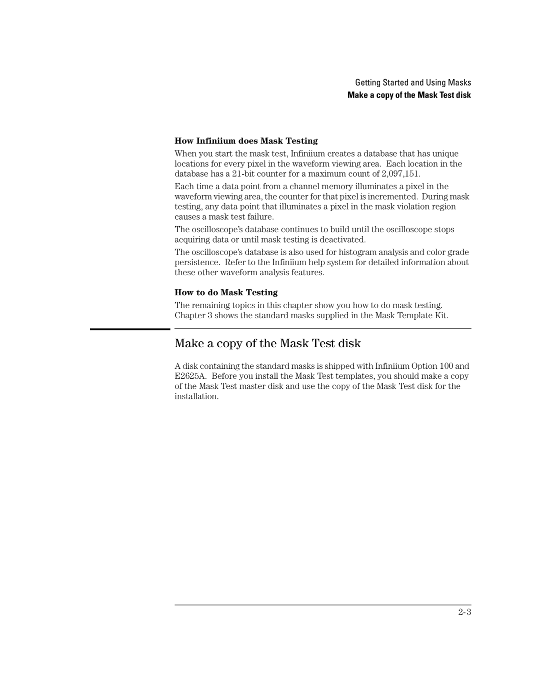 Agilent Technologies E2625A, Option 100 manual Make a copy of the Mask Test disk, How Infiniium does Mask Testing 