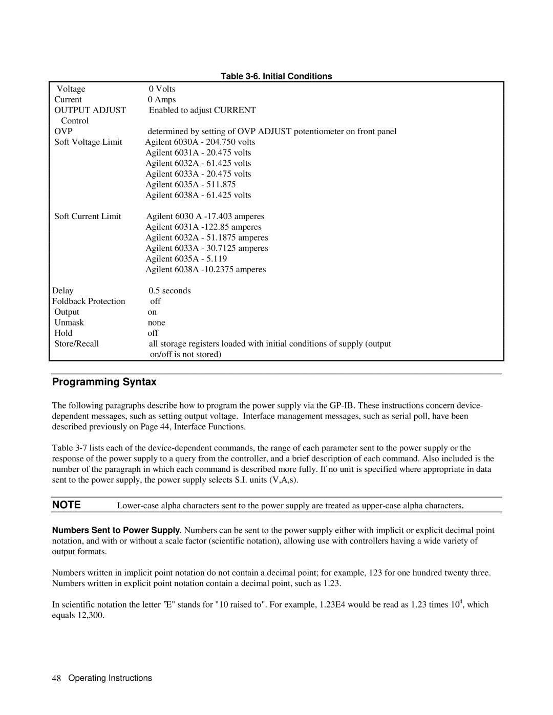 Agilent Technologies Agilent 6031A, Agilent 6030A manual Programming Syntax, Output Adjust, Ovp 