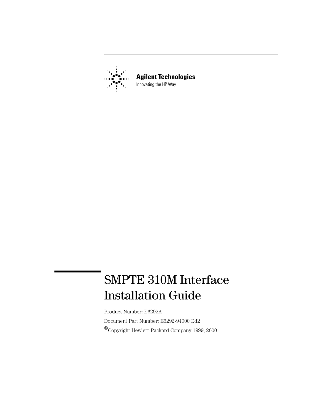 Agilent Technologies SMPTE 310M manual Smpte 310M Interface Installation Guide 