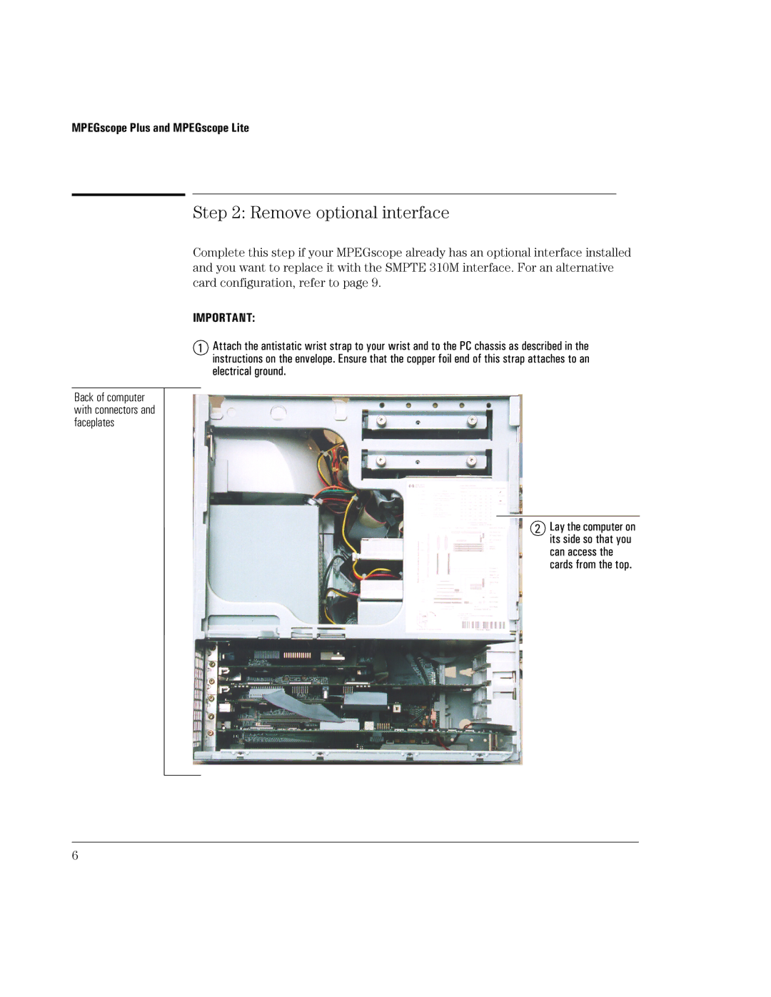 Agilent Technologies SMPTE 310M manual Remove optional interface 