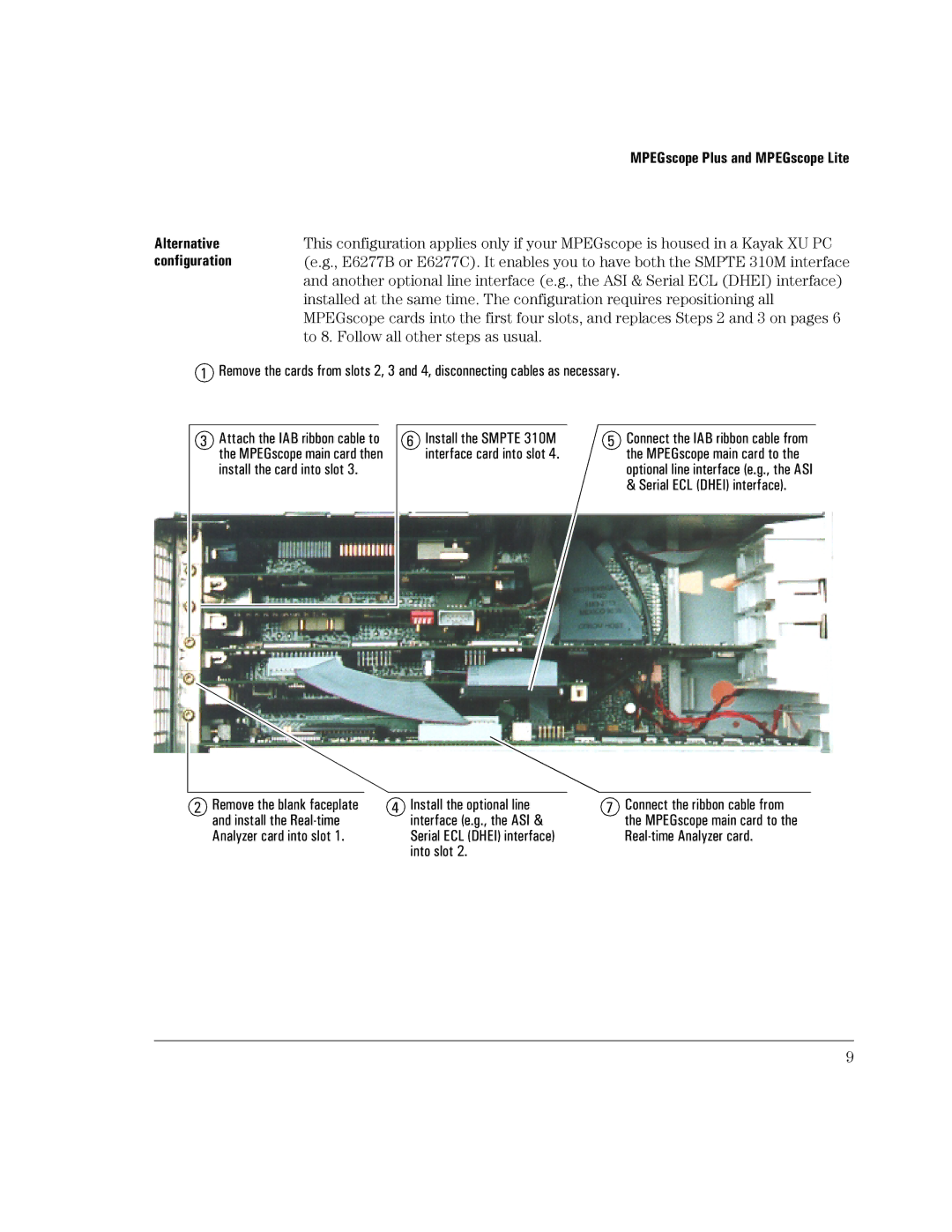 Agilent Technologies SMPTE 310M Remove the blank faceplate, Install the Real-time, Analyzer card into slot, Into slot 