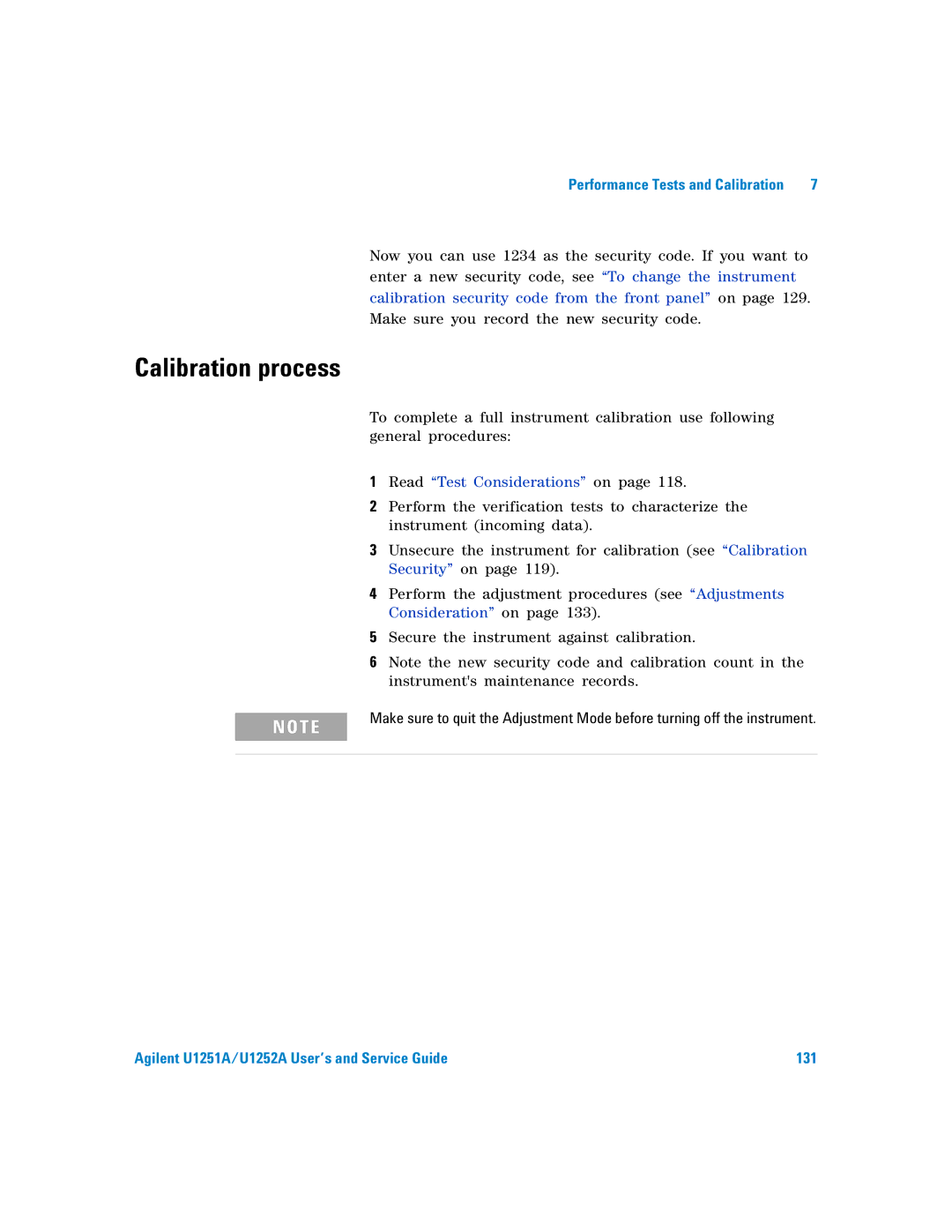 Agilent Technologies U1251A manual Calibration process 