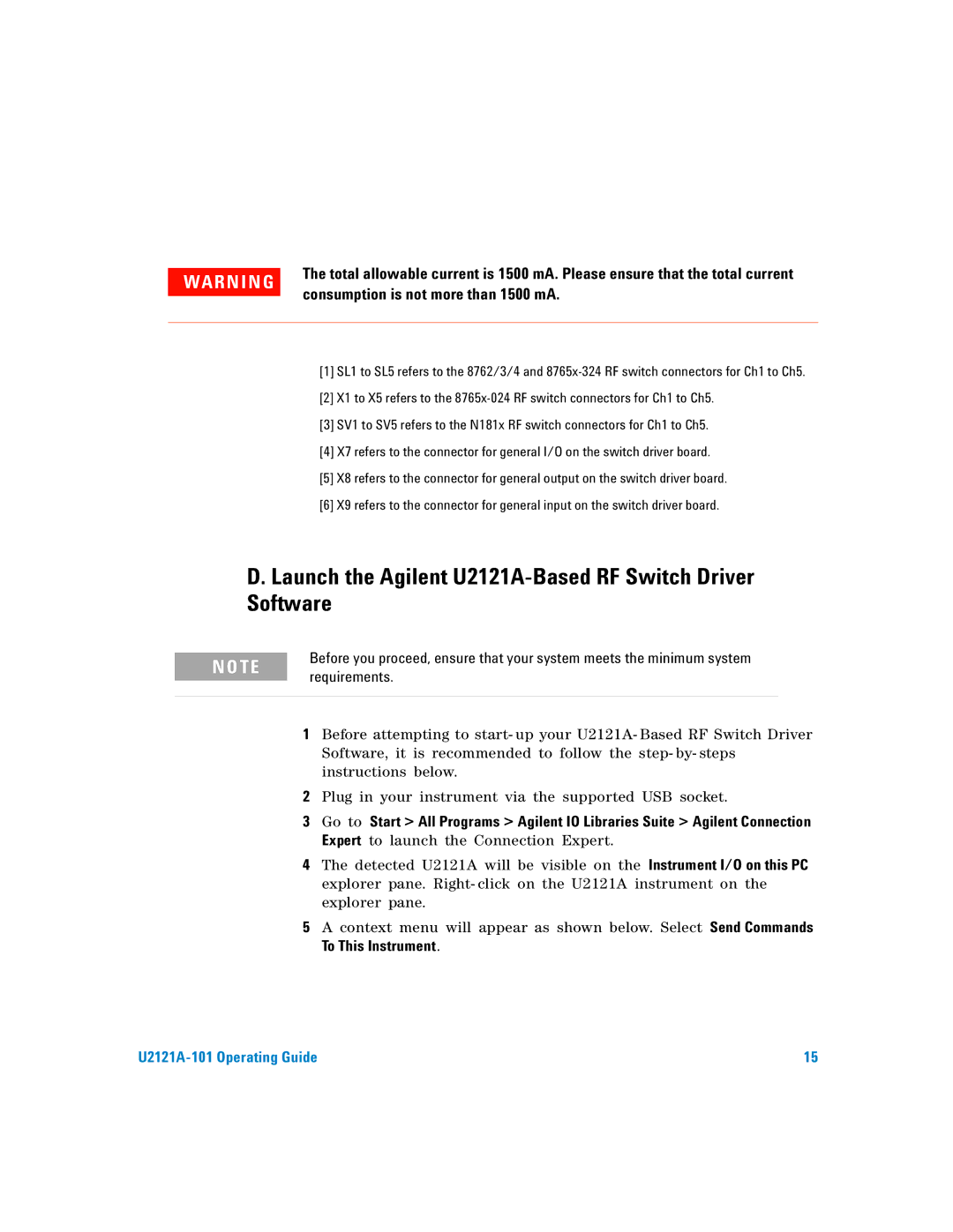 Agilent Technologies U2121A-101 manual Launch the Agilent U2121A-Based RF Switch Driver Software 