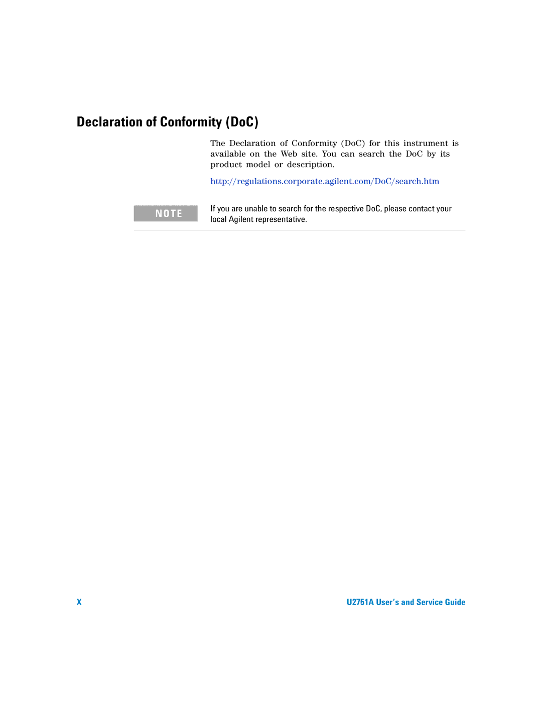 Agilent Technologies U2751A manual Declaration of Conformity DoC, T E 