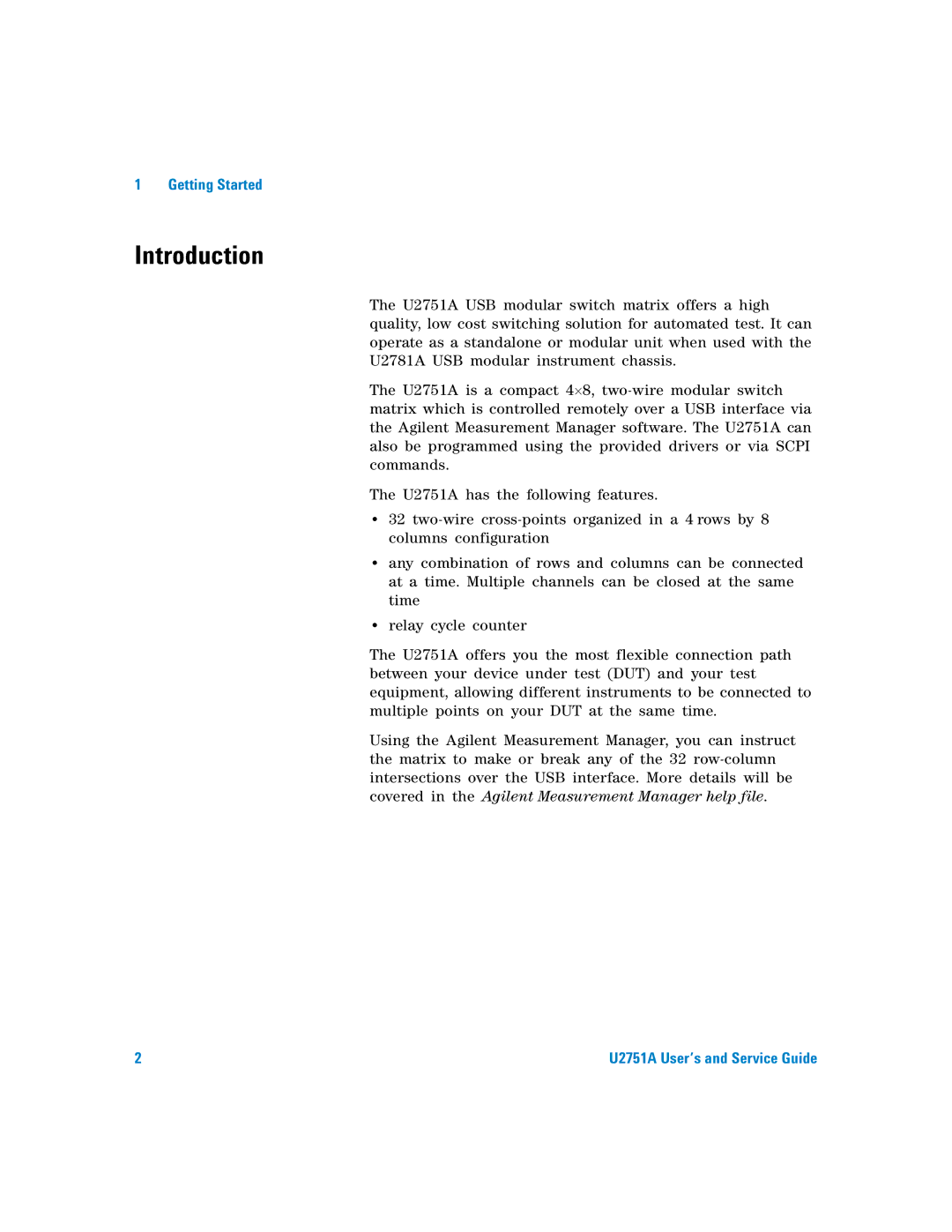 Agilent Technologies U2751A manual Introduction 