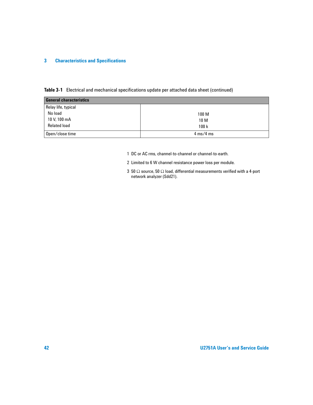 Agilent Technologies U2751A manual General characteristics 