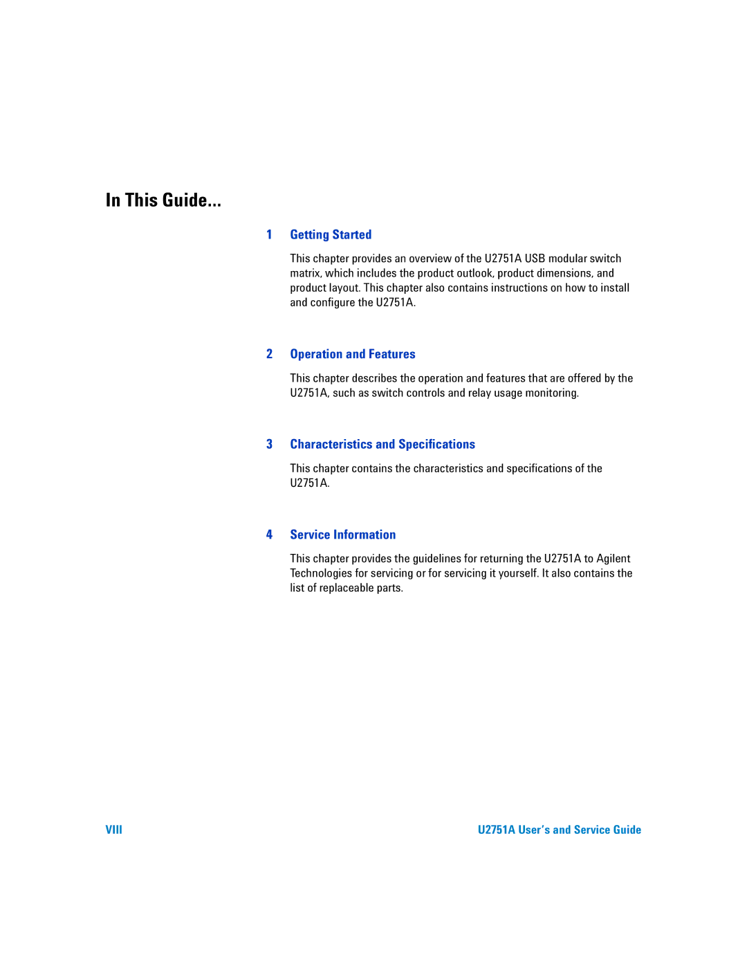 Agilent Technologies U2751A manual This Guide…, Getting Started 