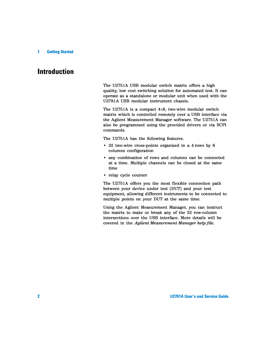 Agilent Technologies U2751A manual Introduction, Getting Started 