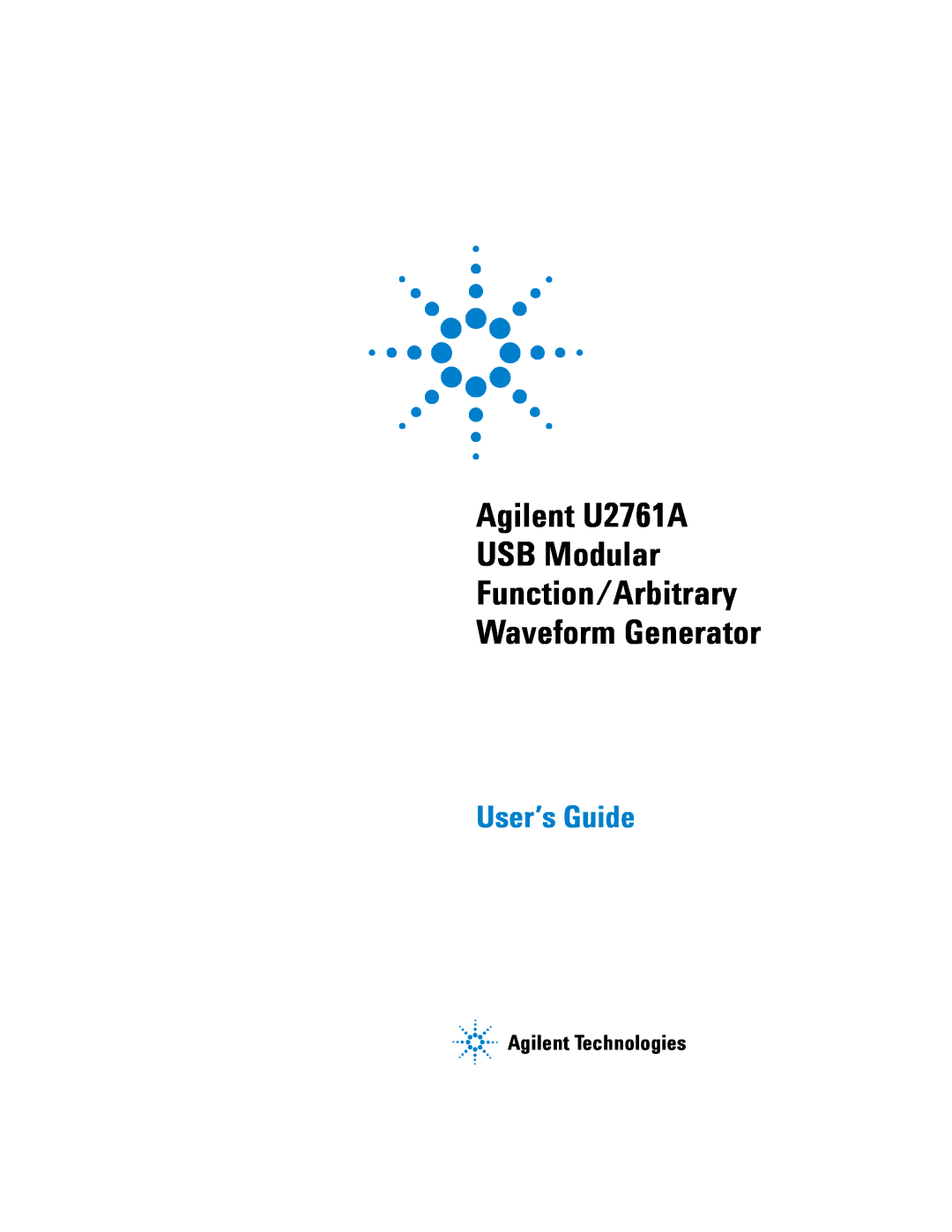 Agilent Technologies manual Agilent U2761A USB Modular Function/Arbitrary Waveform Generator, User’s Guide 