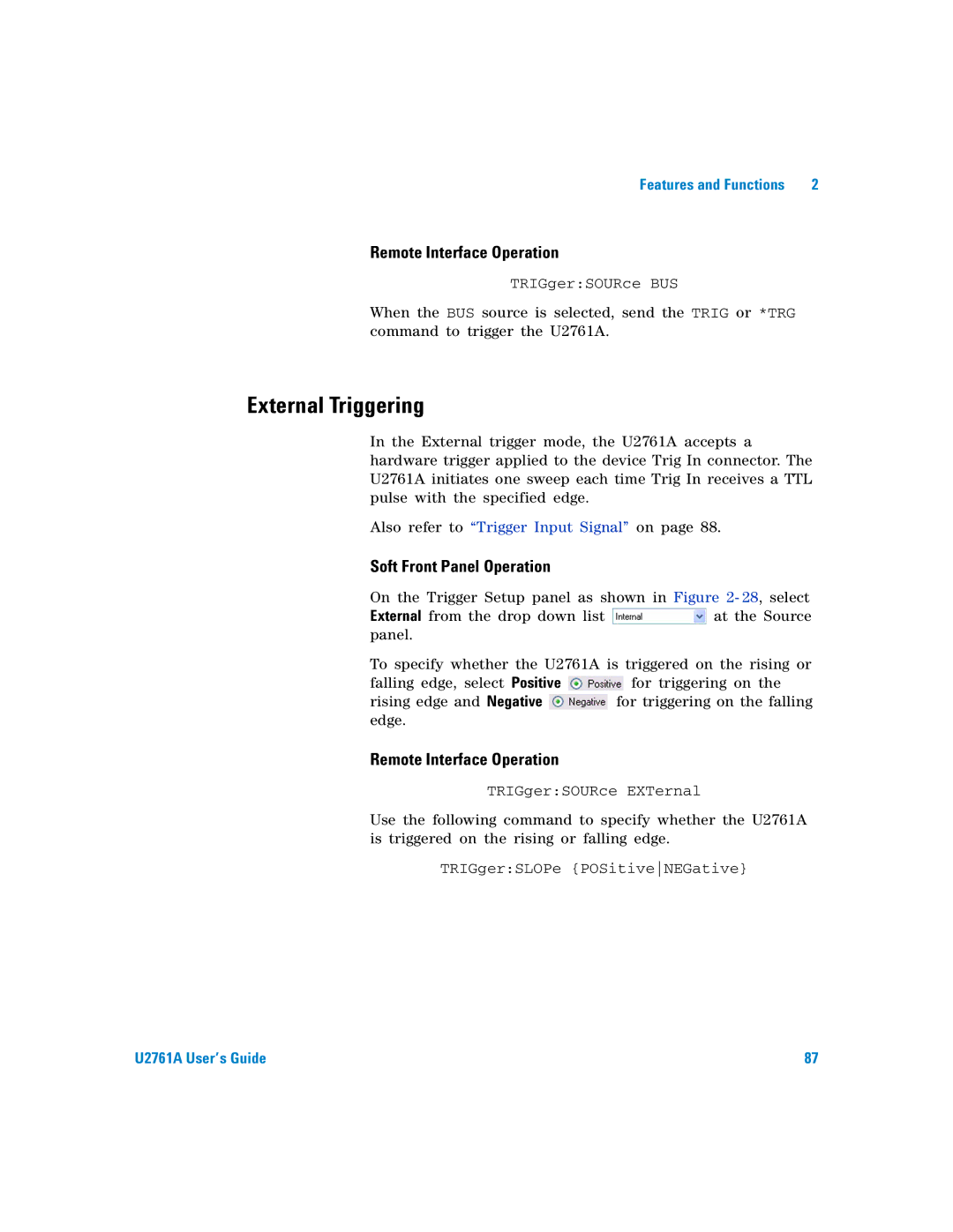 Agilent Technologies U2761A manual External Triggering 