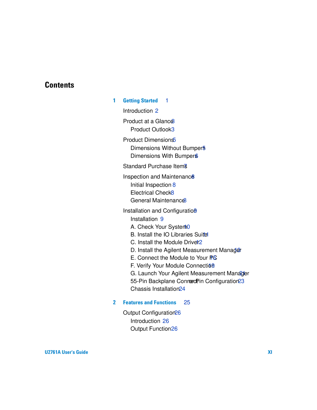 Agilent Technologies U2761A manual Contents 