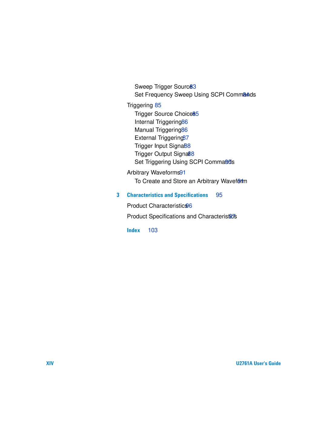 Agilent Technologies U2761A manual Index 