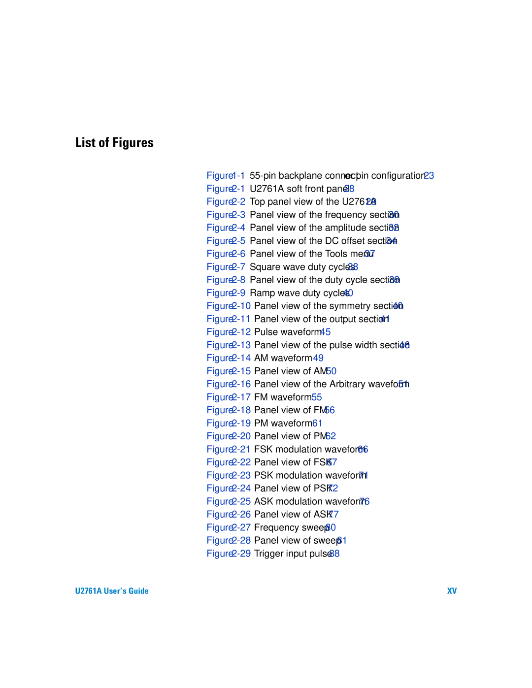 Agilent Technologies U2761A manual List of Figures 