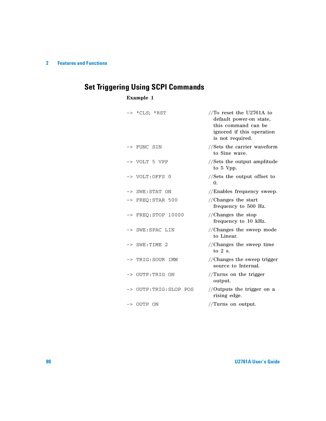 Agilent Technologies U2761A manual Set Triggering Using Scpi Commands 