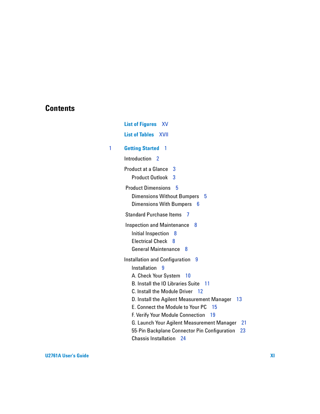 Agilent Technologies U2761A manual Contents 