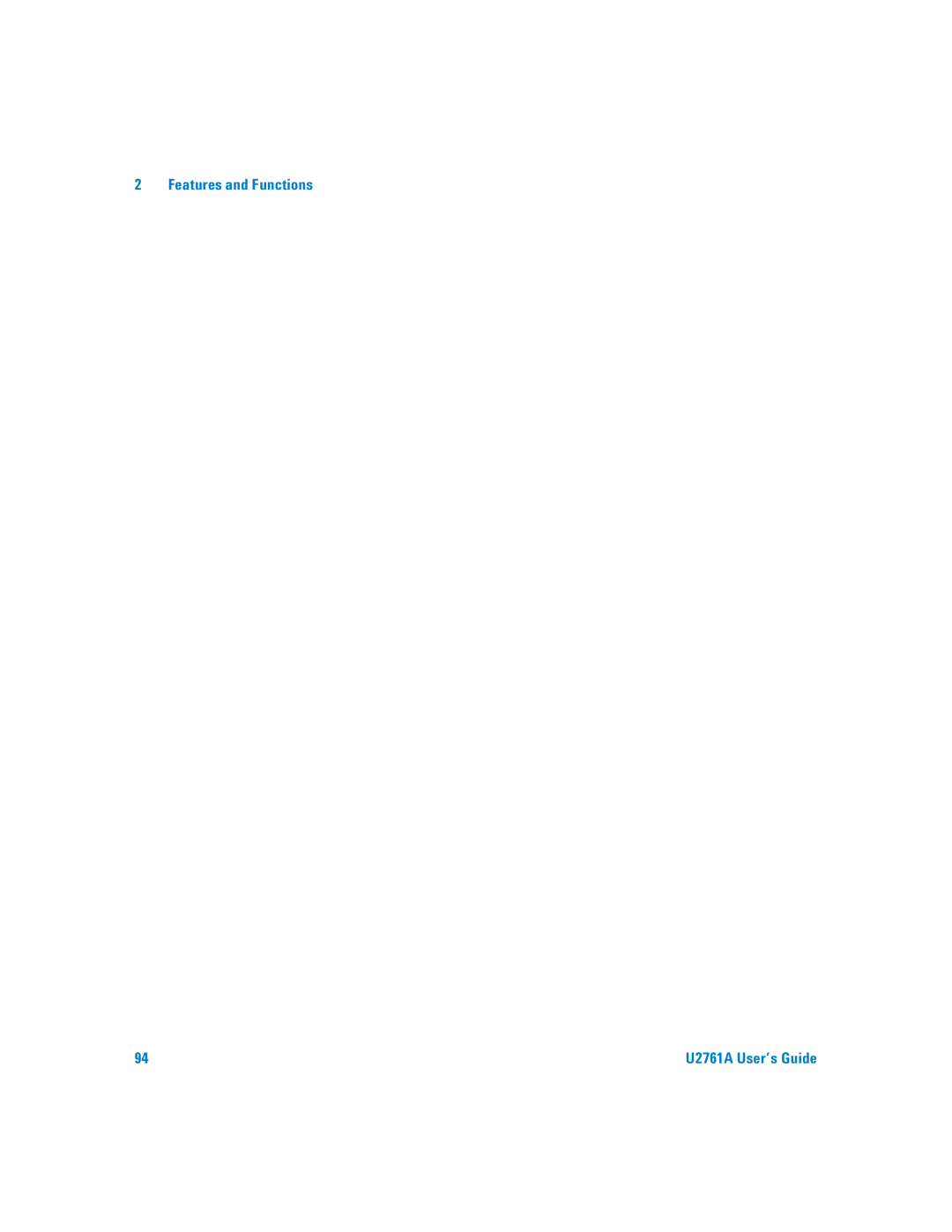 Agilent Technologies U2761A manual Features and Functions 