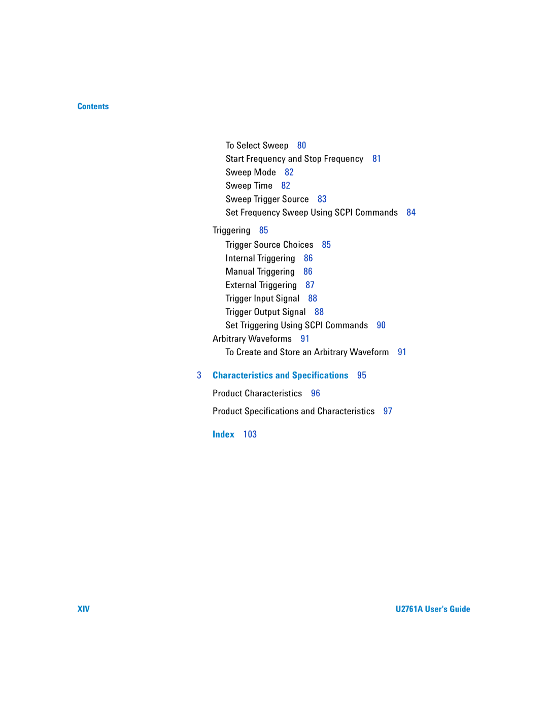 Agilent Technologies U2761A manual Index 