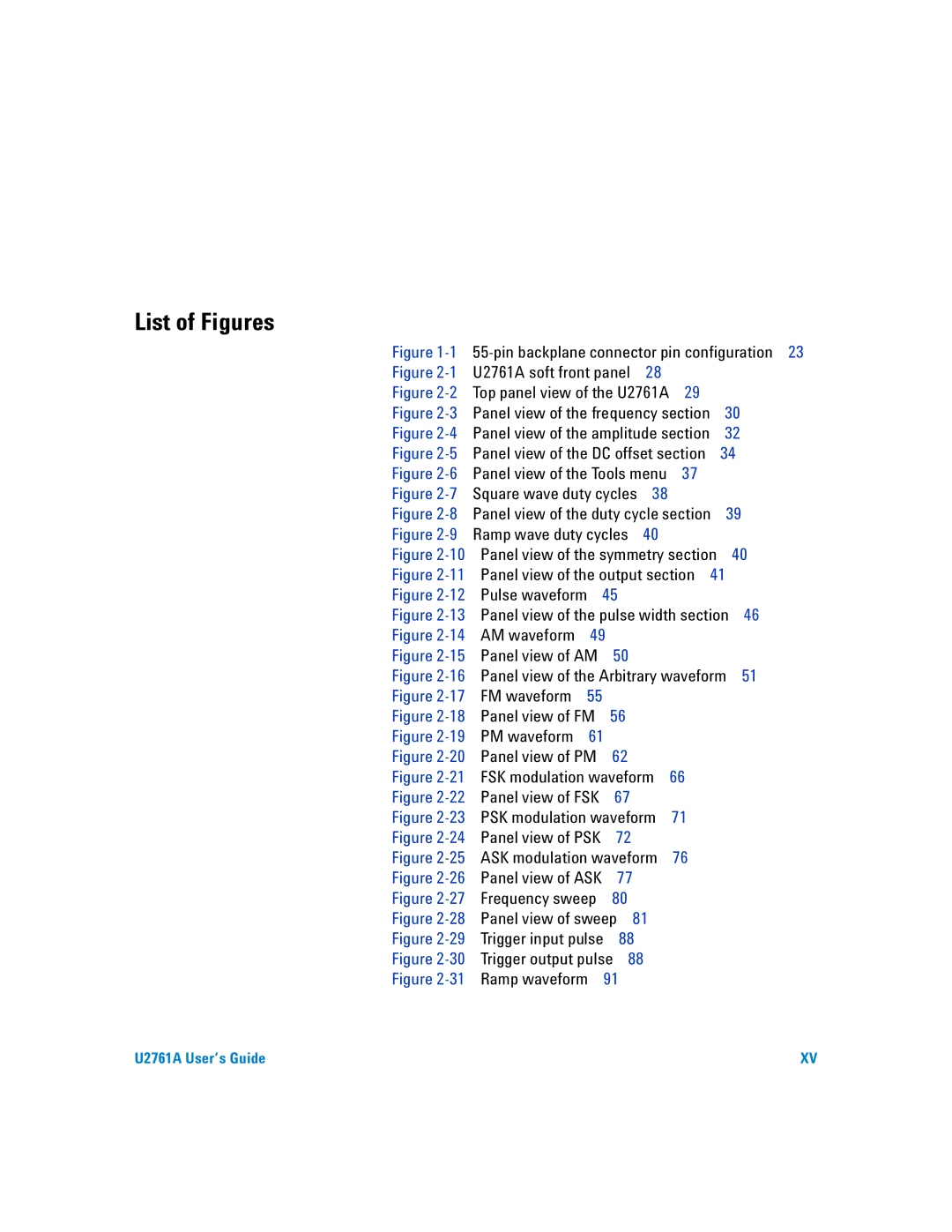 Agilent Technologies U2761A manual List of Figures 