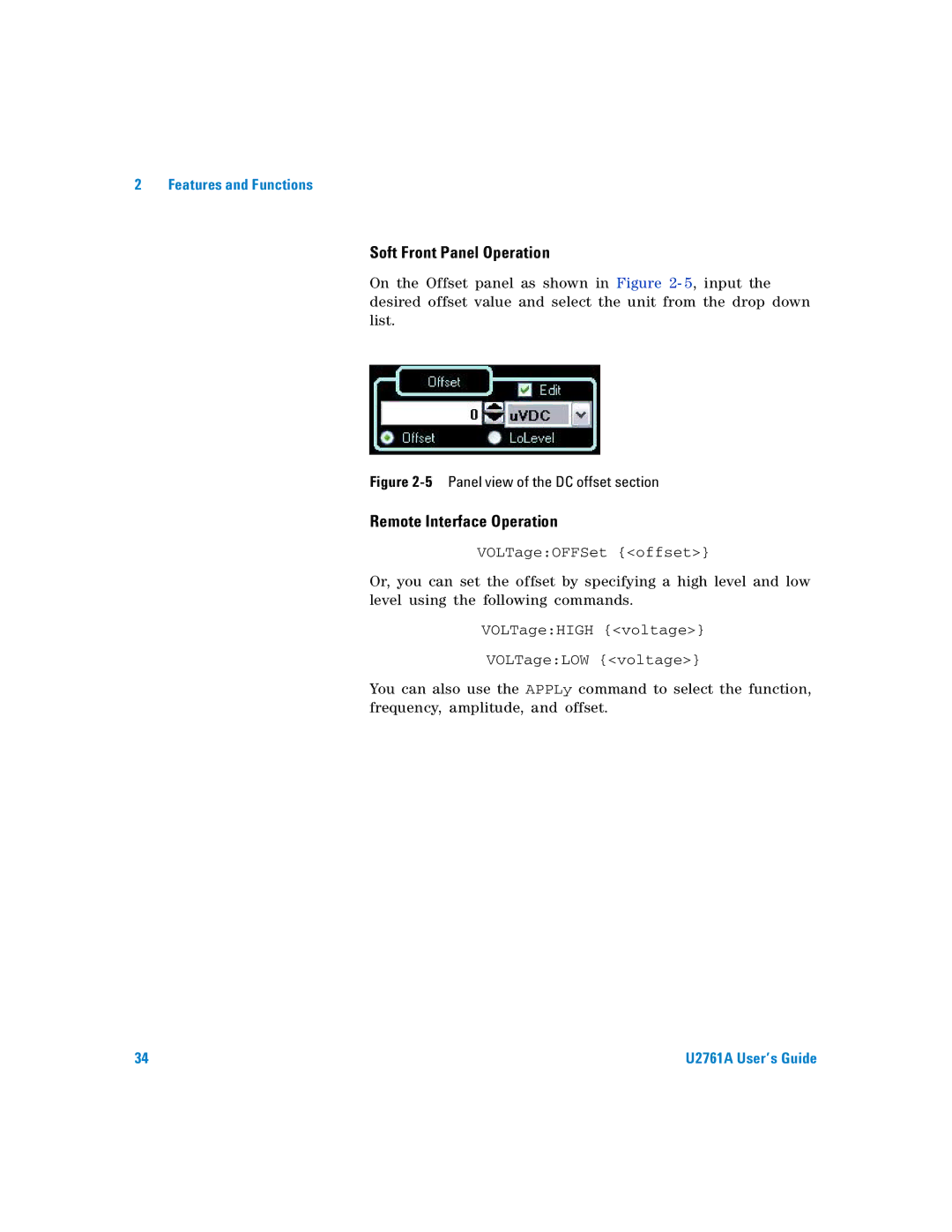 Agilent Technologies U2761A manual VOLTageOFFSet offset 