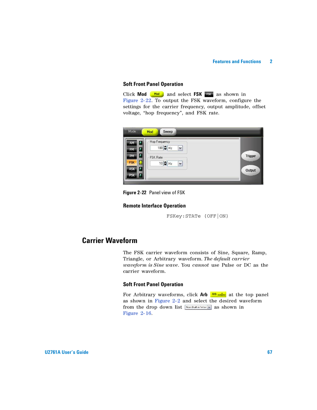 Agilent Technologies U2761A manual FSKeySTATe Offon 