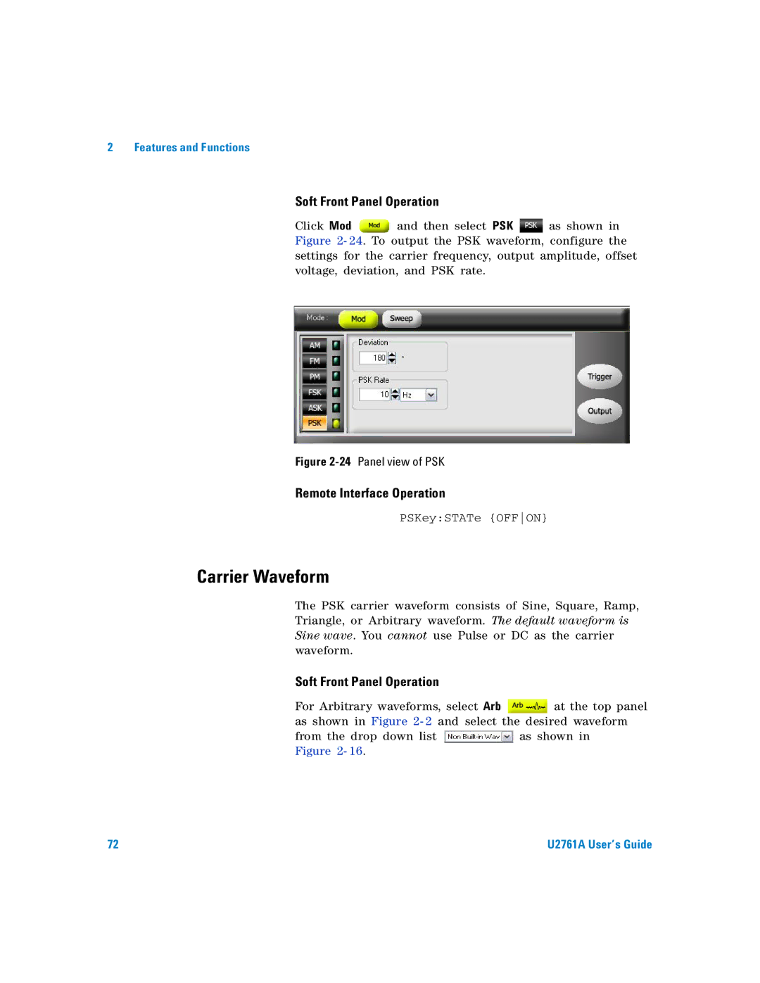 Agilent Technologies U2761A manual PSKeySTATe Offon 