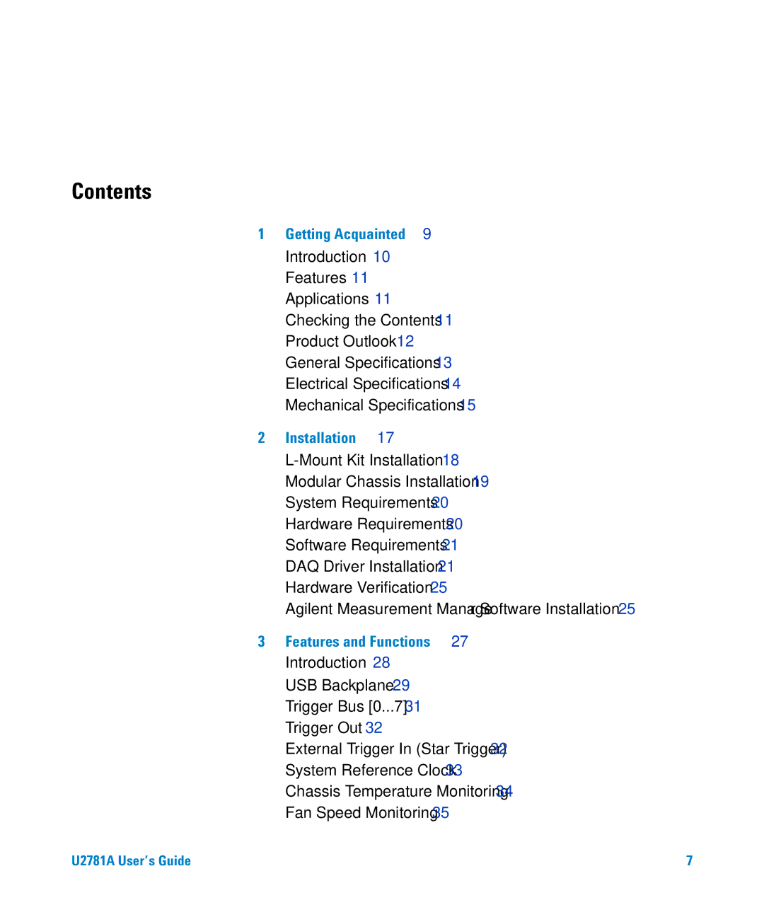 Agilent Technologies U2781A manual Contents 