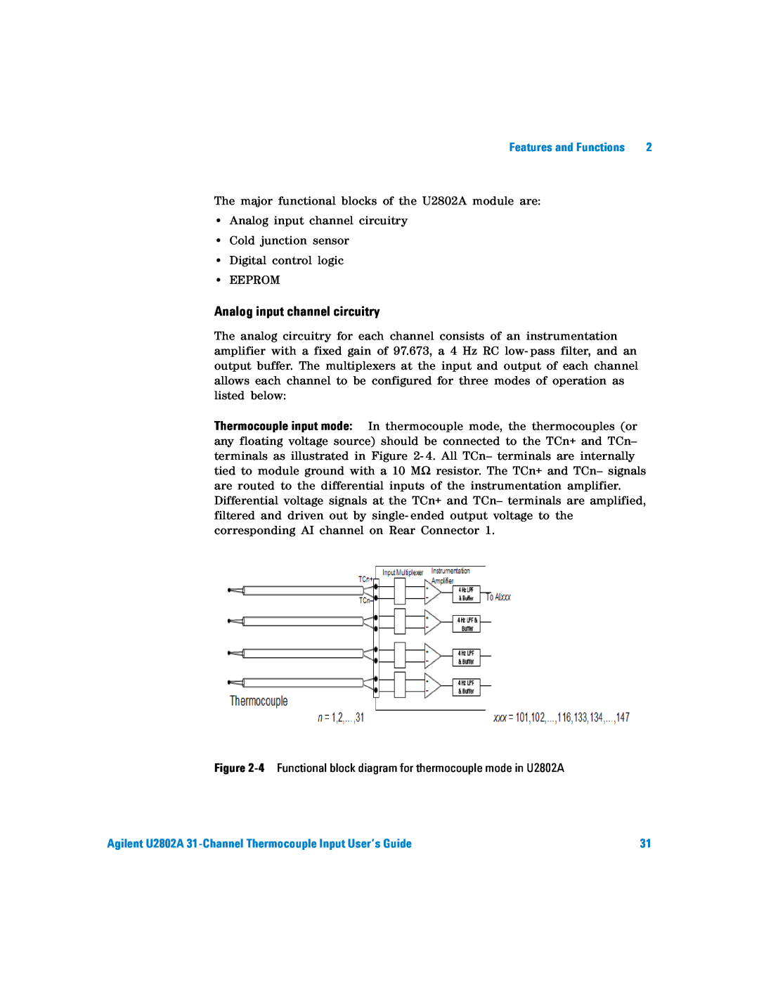 Agilent Technologies U2802A manual Analog input channel circuitry 