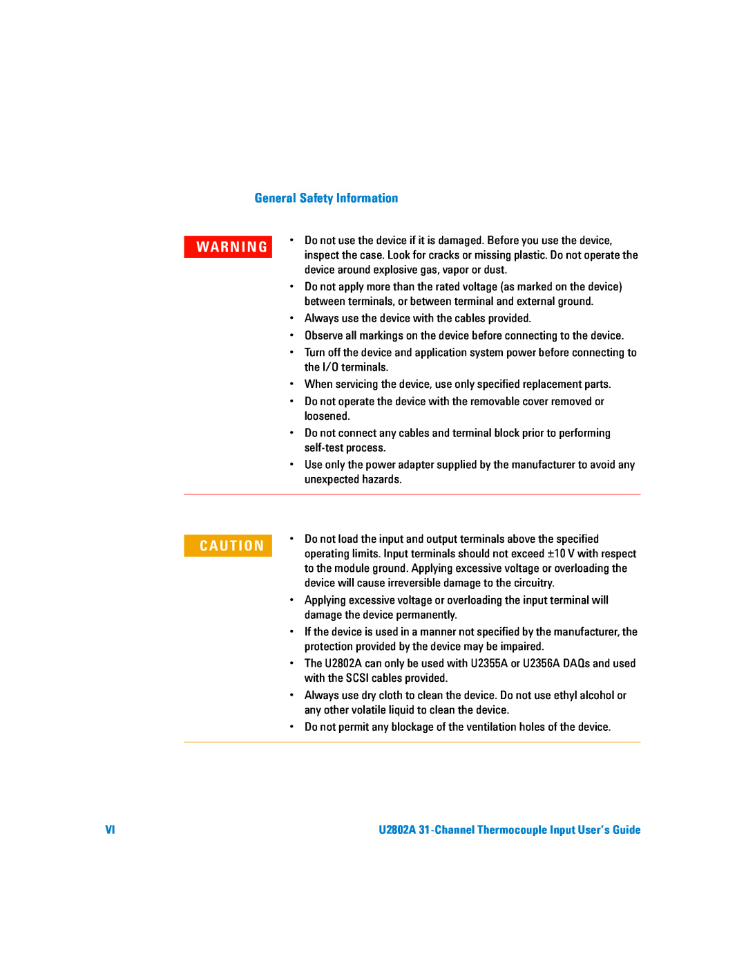 Agilent Technologies U2802A manual General Safety Information 