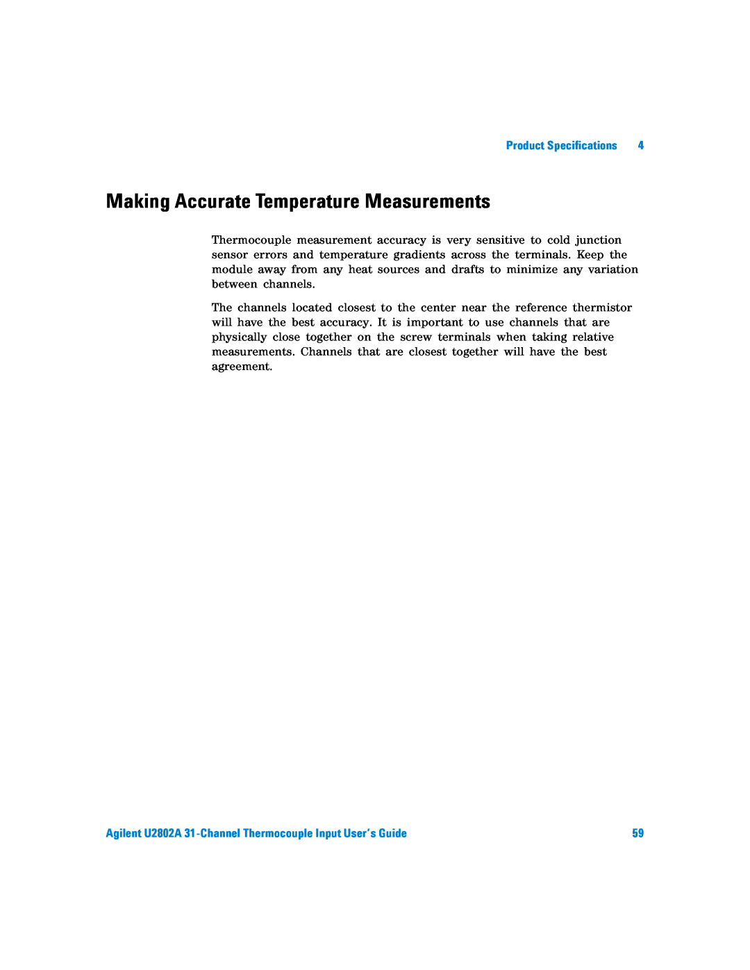 Agilent Technologies U2802A manual Making Accurate Temperature Measurements 