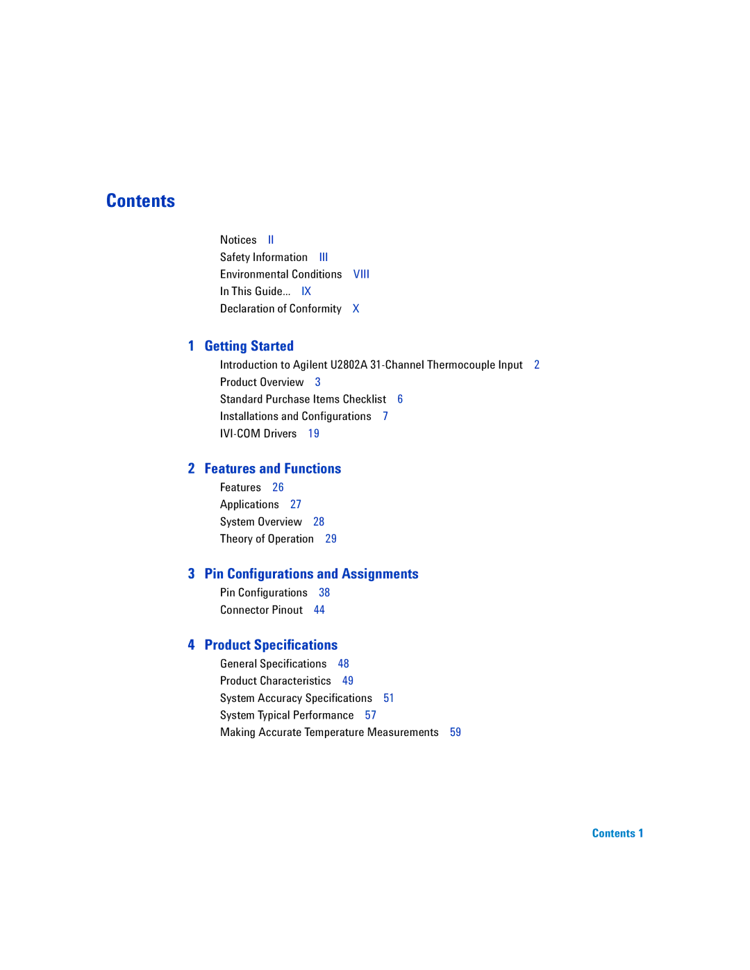 Agilent Technologies U2802A manual Contents 