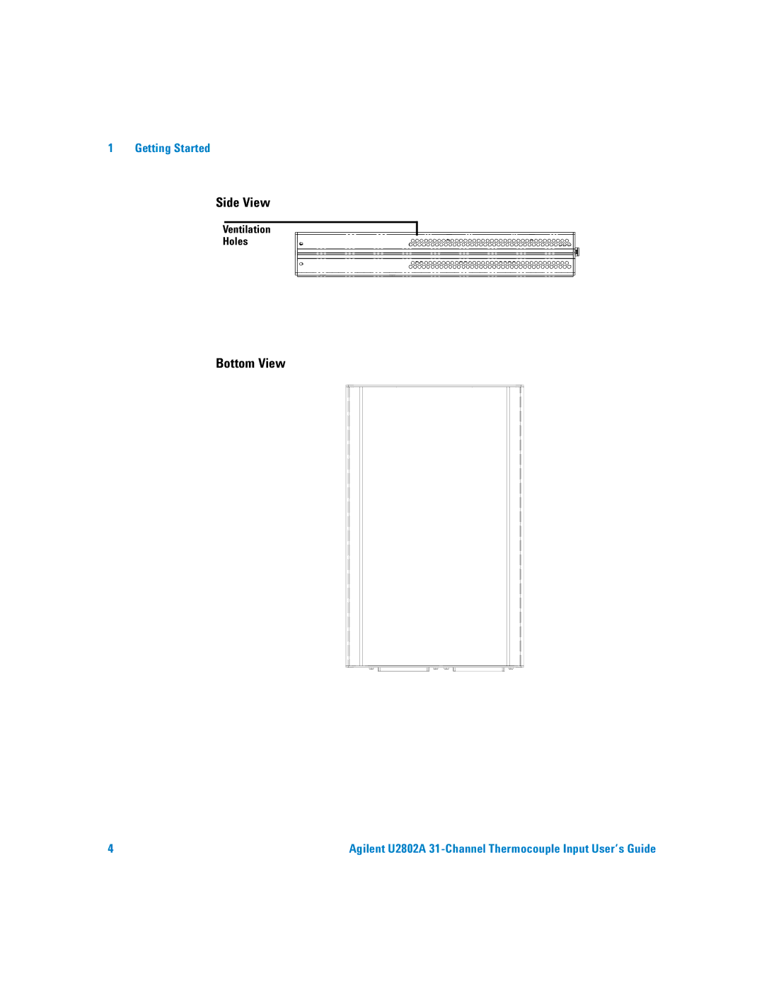 Agilent Technologies U2802A manual Side View, Bottom View 