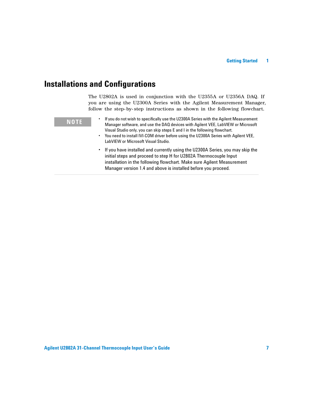 Agilent Technologies U2802A manual Installations and Configurations 