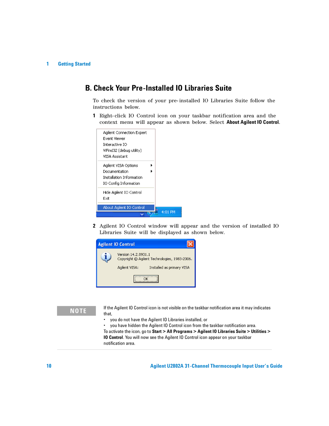 Agilent Technologies U2802A manual Check Your Pre-Installed IO Libraries Suite 