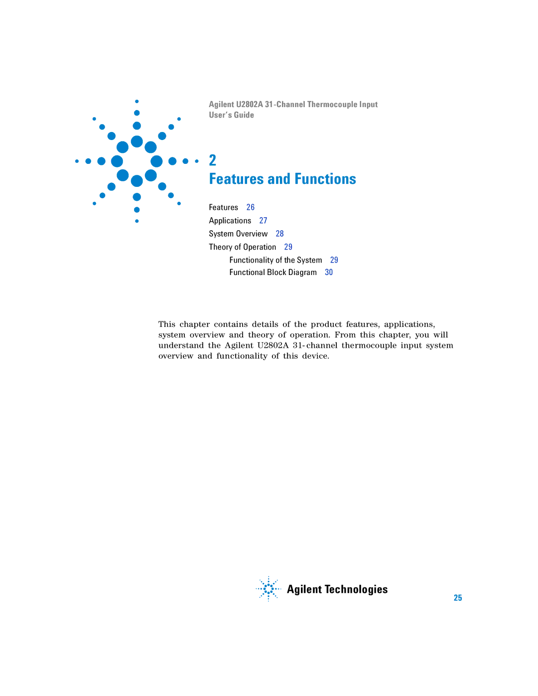 Agilent Technologies U2802A manual Features and Functions 