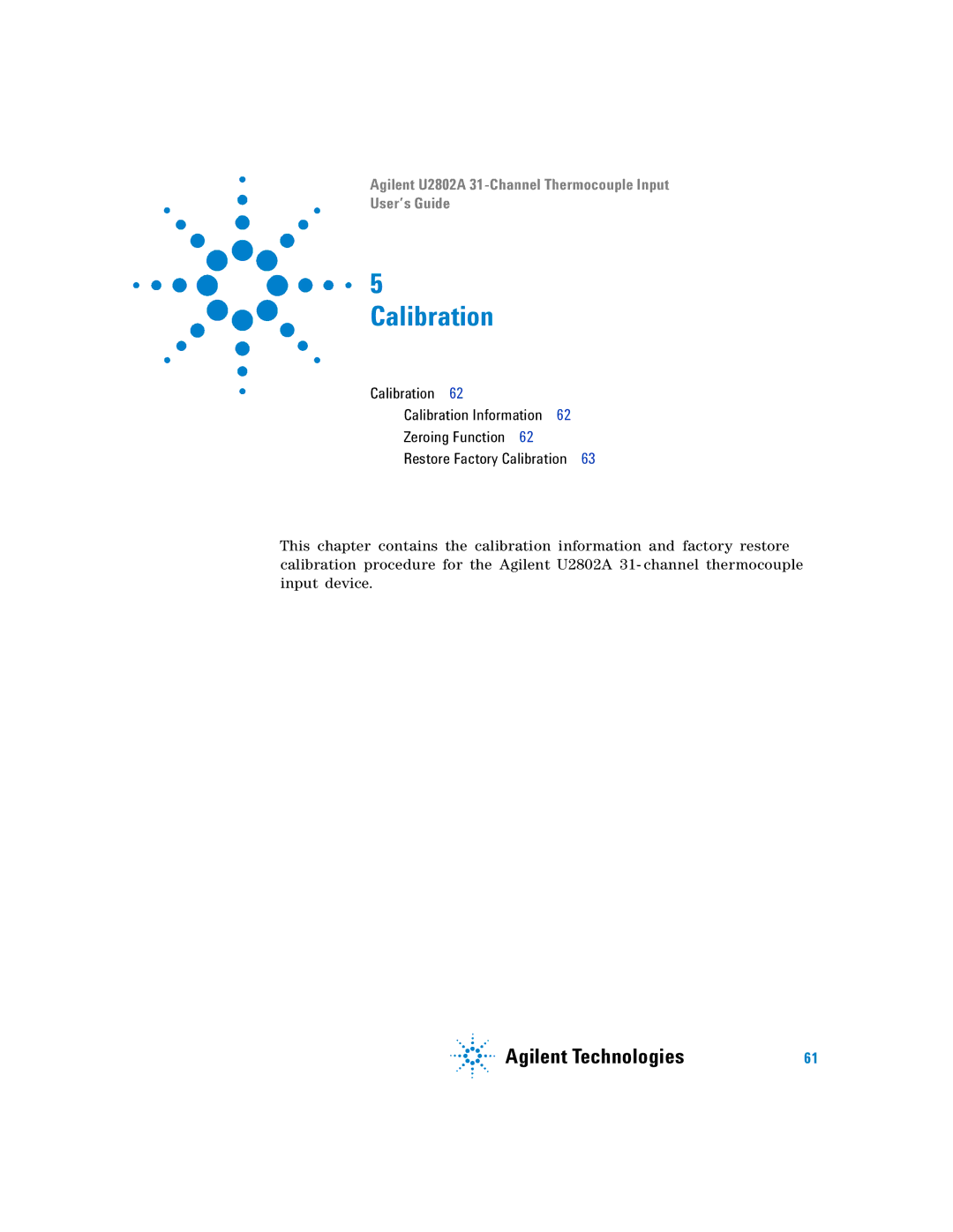 Agilent Technologies U2802A manual Calibration 