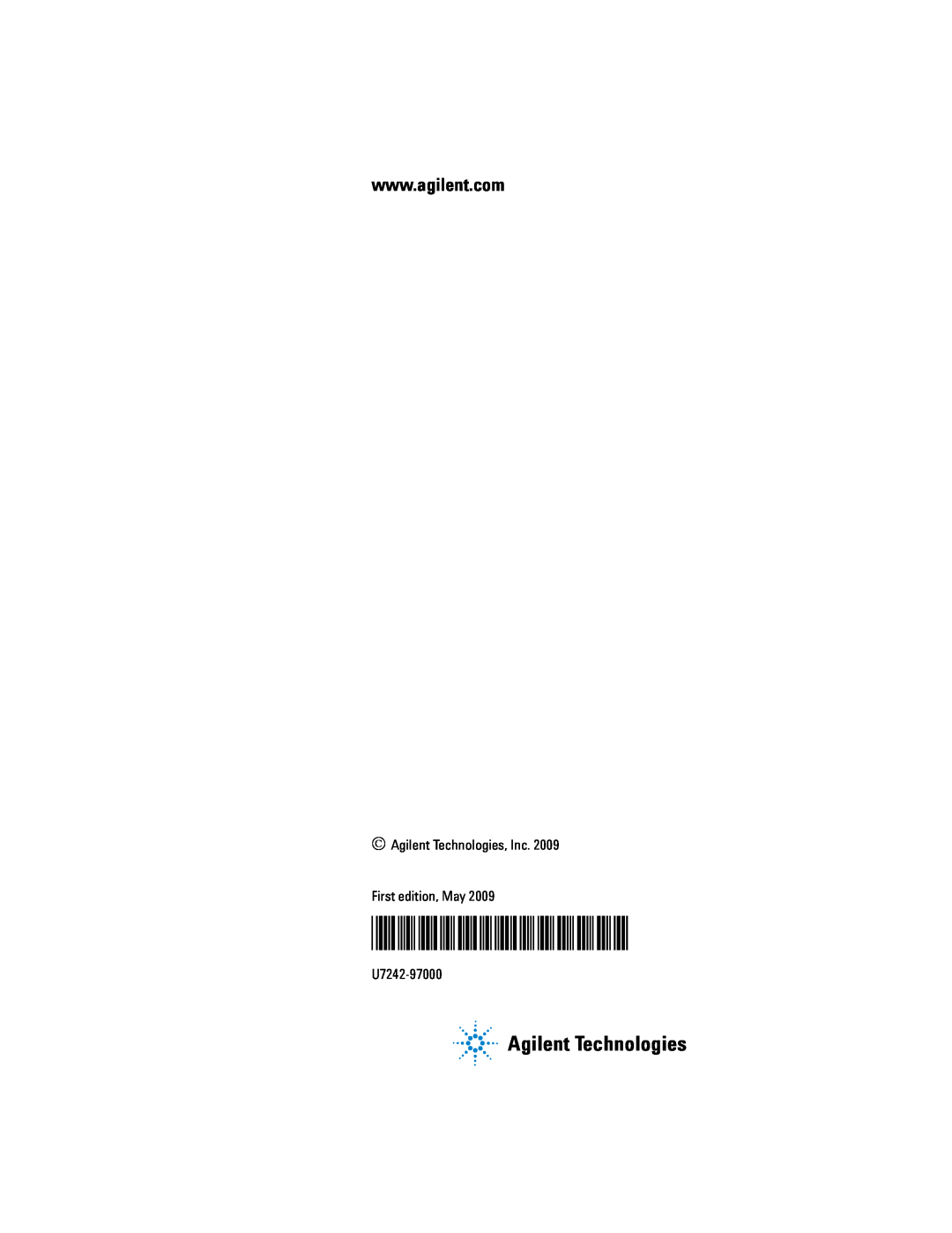 Agilent Technologies U7242A manual U7242-97000, Agilent Technologies, Inc First edition, May 