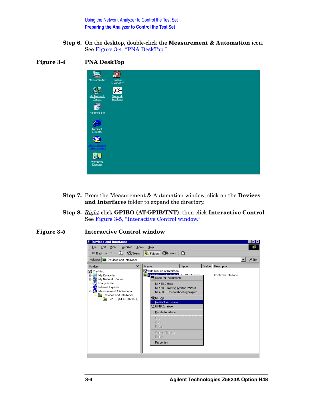 Agilent Technologies Z5623A manual PNA DeskTop, Interactive Control window 