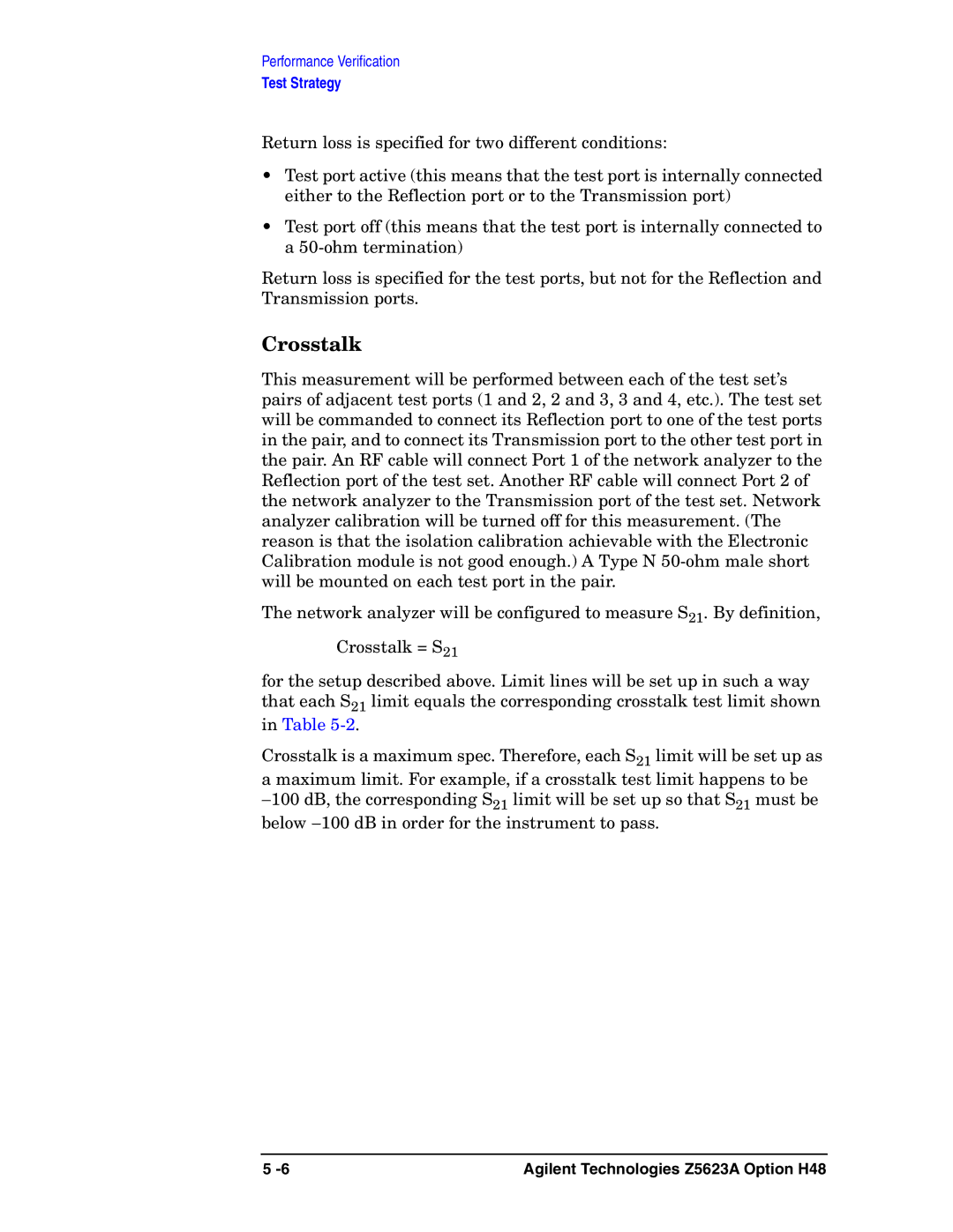 Agilent Technologies Z5623A manual Crosstalk 