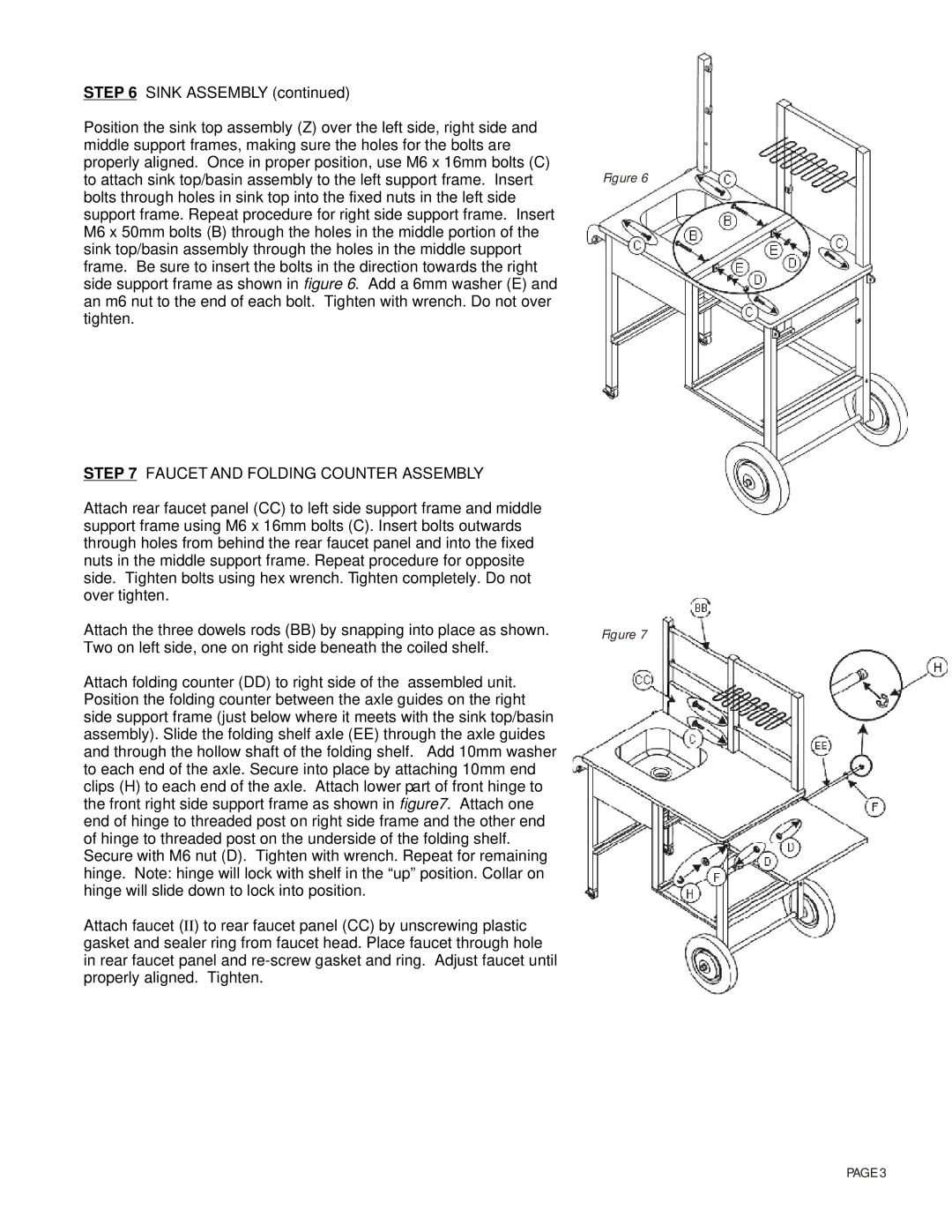 Agio International 92558 manual Faucet and Folding Counter Assembly 