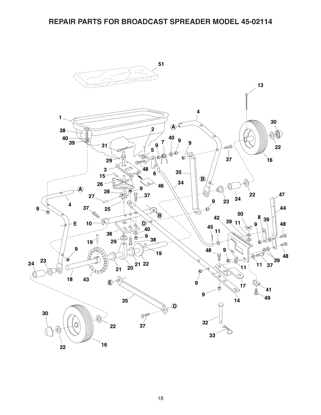 Agri-Fab 45-02114 owner manual Repair Parts for Broadcast Spreader Model 