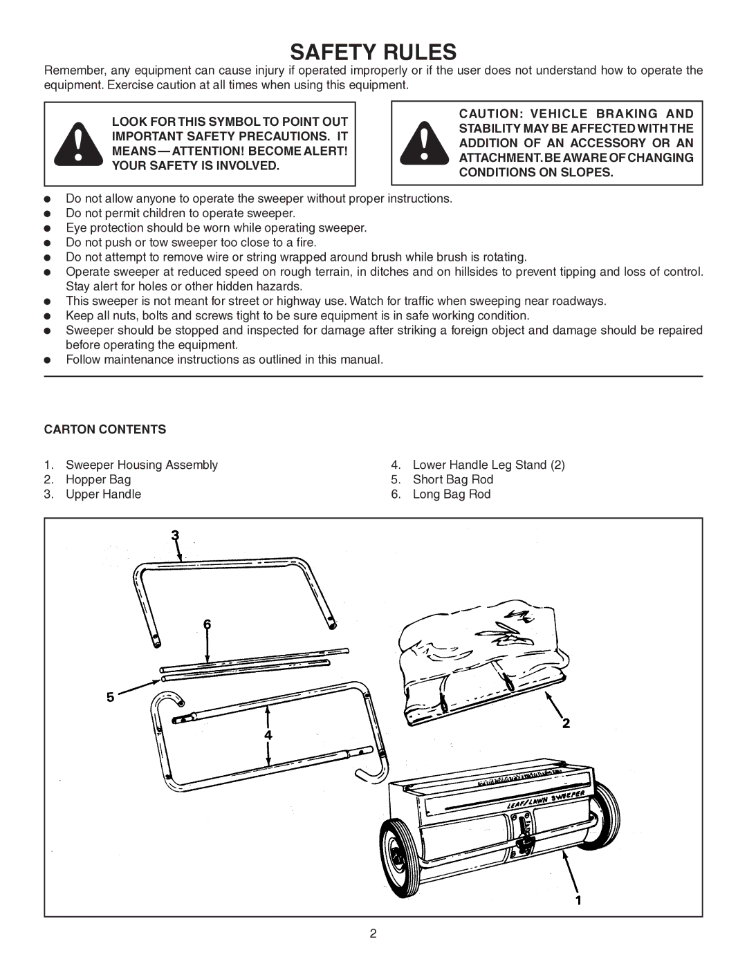 Agri-Fab 45-02181 owner manual Safety Rules, Carton Contents 