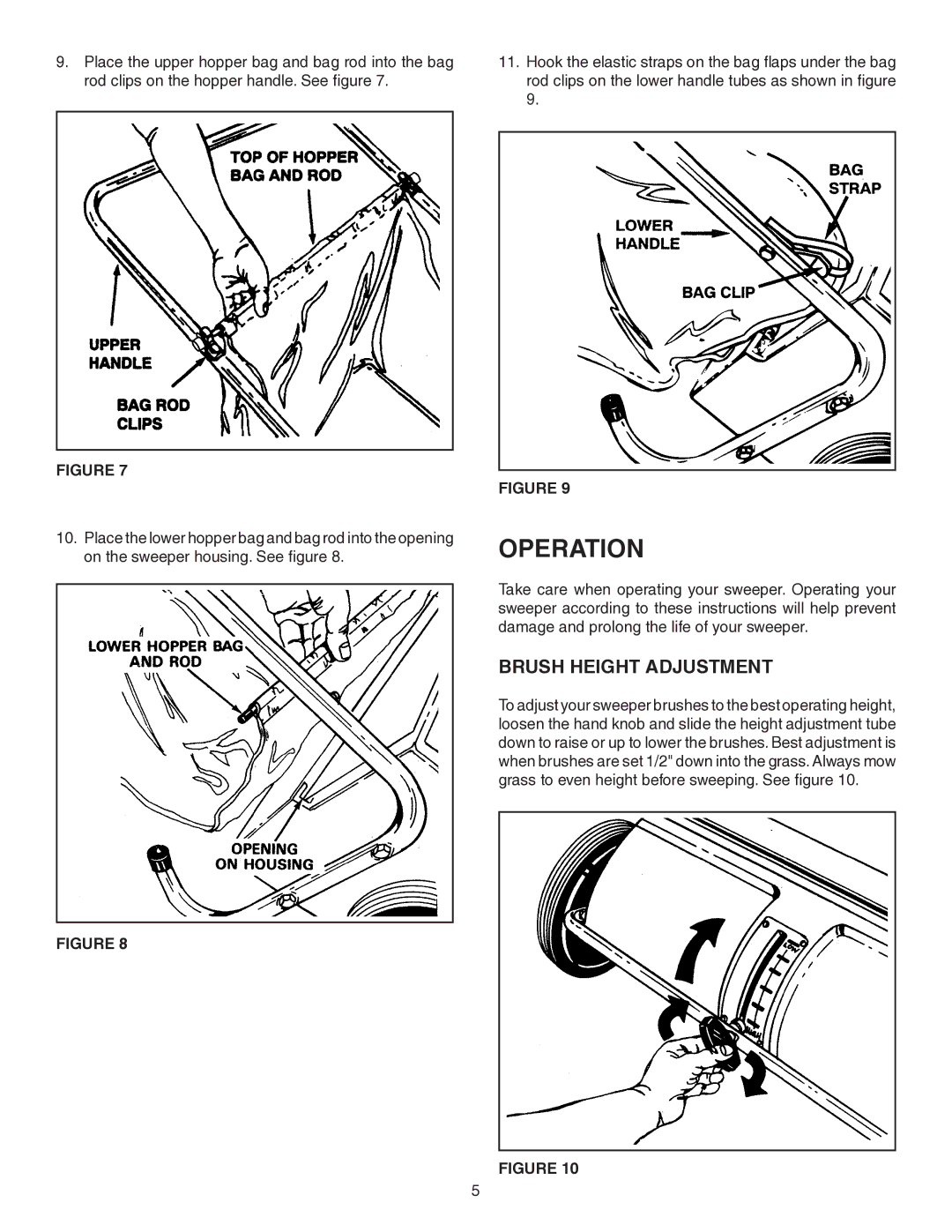 Agri-Fab 45-02181 owner manual Operation, Brush Height Adjustment 